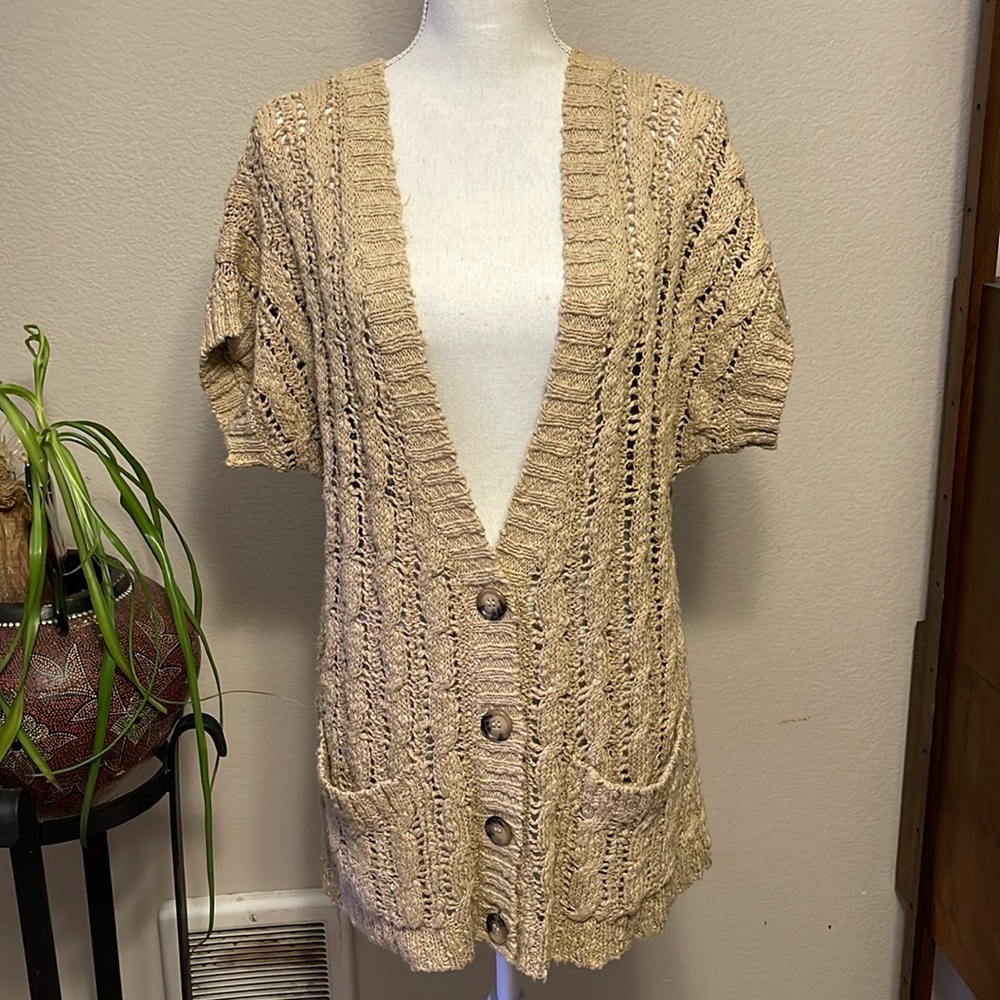 100% Cotton Michael Kors Button Up Loose Knit Sweater